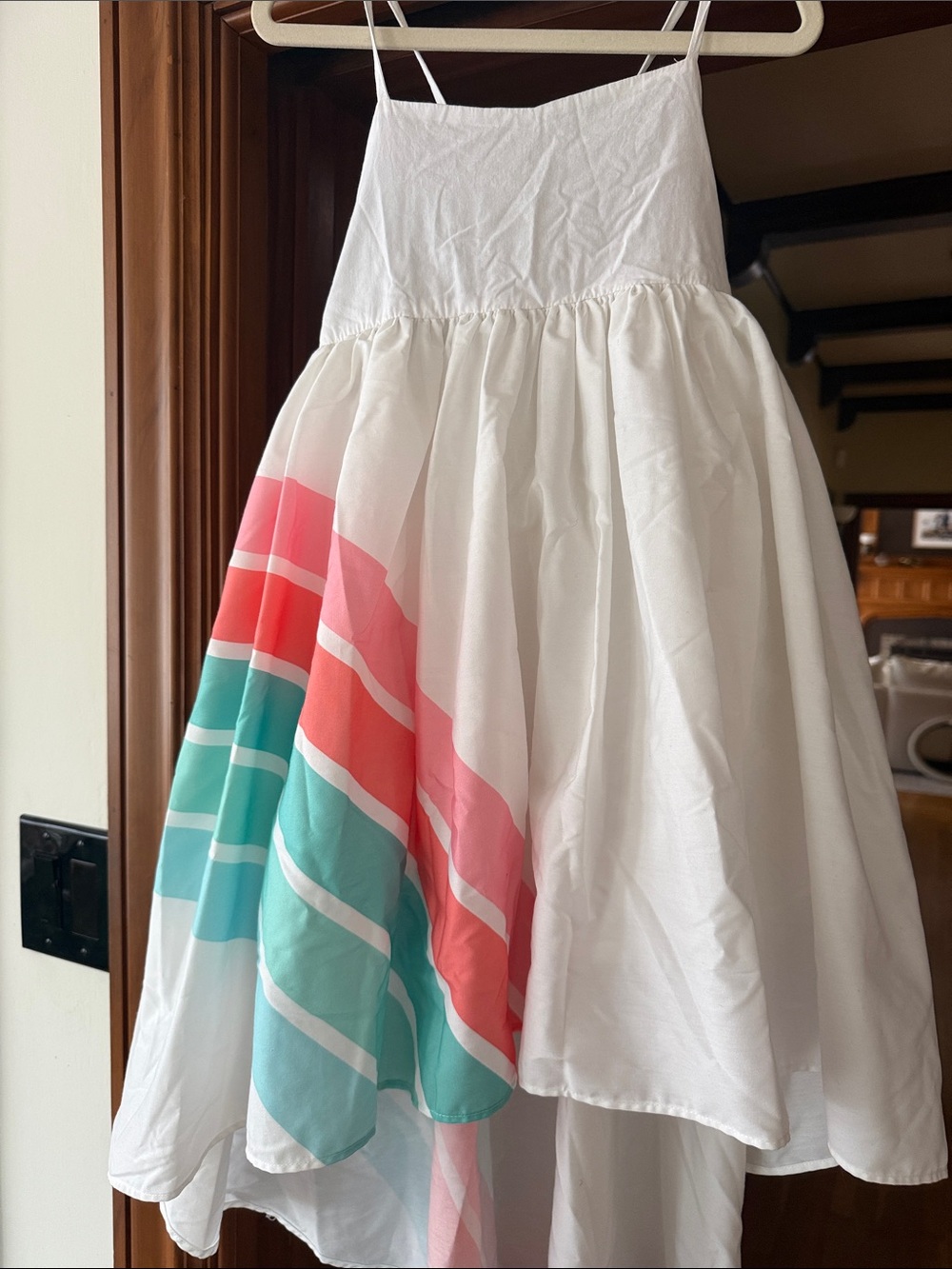 Oopsie Daisy Size 7/8 White Spaghetti-Strap Kids Dress